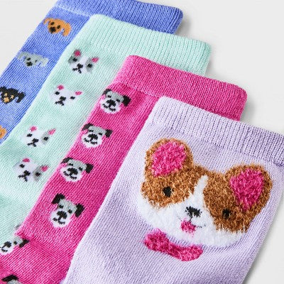 Girls' 4pk Super Soft 'Dogs' Crew Socks - Cat & Jack L