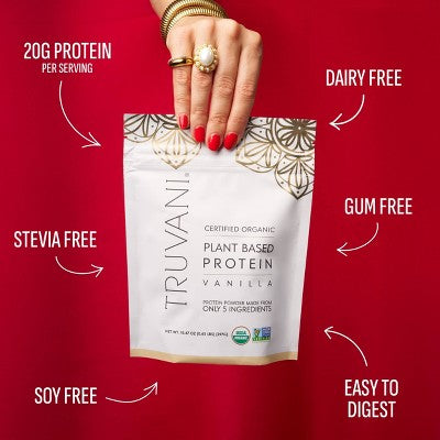 Truvani Organic Plant Based Vegan Protein Powder - Vanilla - 10.47oz/10 Servings
