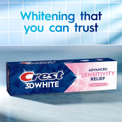Crest 3D White Advanced Sensitivity Relief Fluoride Whitening Toothpaste - Mint - 3.3oz