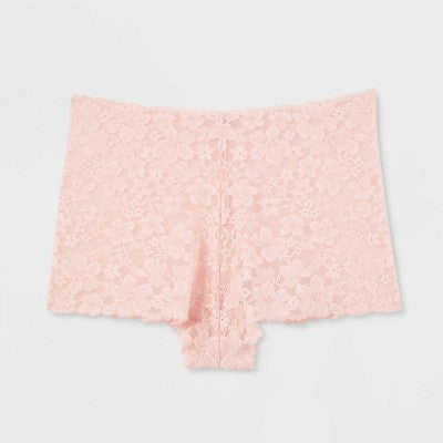 Women's Allover Lace Boy Shorts Underwear - Auden Casual Pink XS