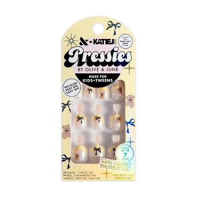 Olive & June Pressies Fake Nails - Katie J - XS/S Round - Bears and Bows