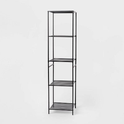 Tall Bath Storage Tower Black Metal - Brightroom: 5-Shelf Organizer, No-Tool Assembly (LOCAL PICKUP ONLY)