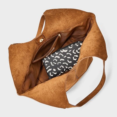 Slouchy Faux Suede Tote Handbag - Universal Thread Tan