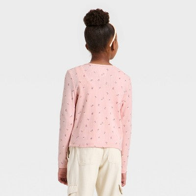 Girls' Floral Knit Twin Set - Cat & Jack Pink L