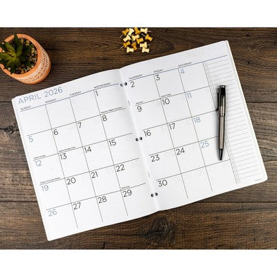PlanAhead, See it Bigger, Jan 2025-Dec 2026 Monthly, Planner, 8.5"x11", Blue Leaf Floral
