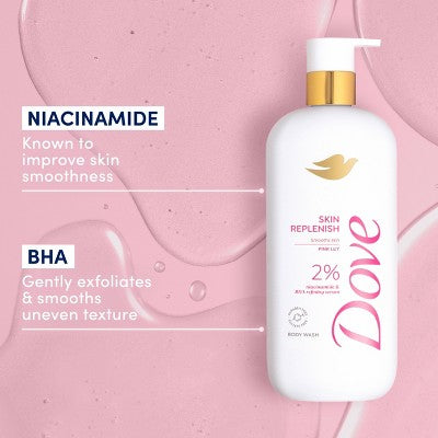 Dove Beauty Serum Body Wash with 2% Niacinamide and BHA Refining Serum - Skin Replenish -18.5 fl oz