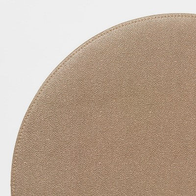 15" Round Pebble Faux Leather Charger Bronze - Threshold: Traditional Placemat, Spring & Fall Decor