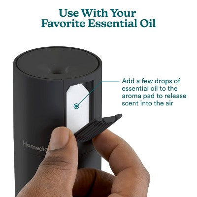 Homedics Portable Ultrasonic Humidifier with Night-Light and Aromatherapy Black