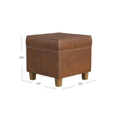Cole Classics Square Storage Ottoman with Lift Off Top Brown - HomePop (LOCAL PICKUP ONLY)