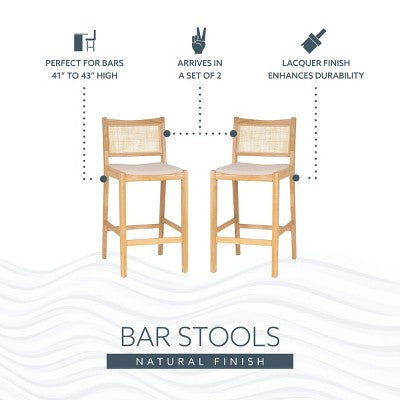 Powell Set of 2 Bessie Cane Barstools Natural (LOCAL PICKUP ONLY)