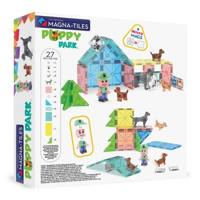 MAGNA-TILES Puppy Park: 27-Piece Magnetic Building Set for Math & Engineering Skills