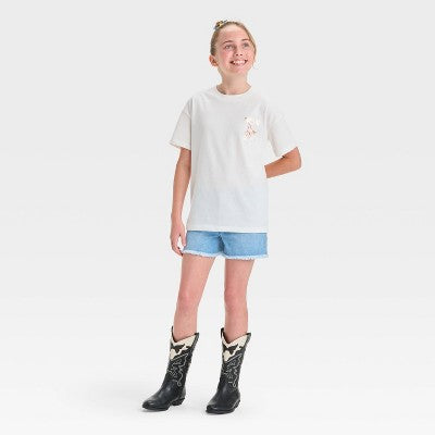 Girls' Oversized 'Cow Girl' Graphic T-Shirt Cat & Jack Cream M