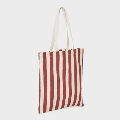 Magazine Tote Bag - Universal Thread Orange Striped: Cotton Shell, Double Handle, Lightweight, Classic Woven Design