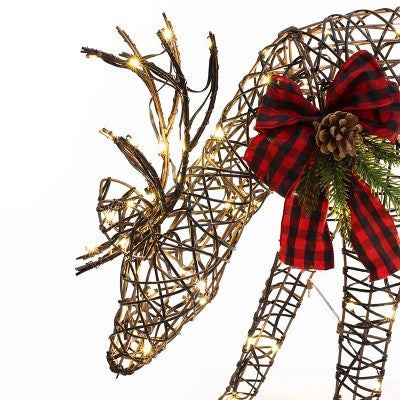 LuxenHome Set of 3 Deer Family Lighted Holiday Decoration Brown