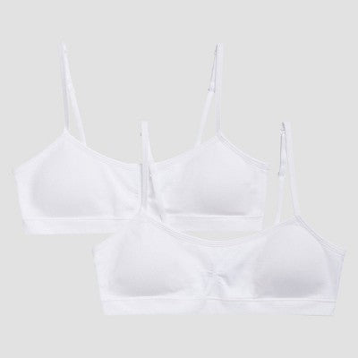 Hanes Girls' 2pk Seamless Bra - White XL