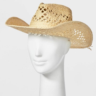 Open Weave Western Cowboy Hat - Wild Fable Off-White: Adjustable Midweight Woven Design
