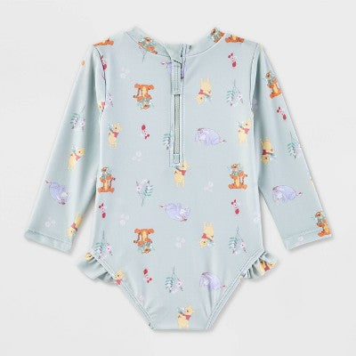 Baby Girls' Winnie The Pooh One Piece Swimsuit Light Green 18M