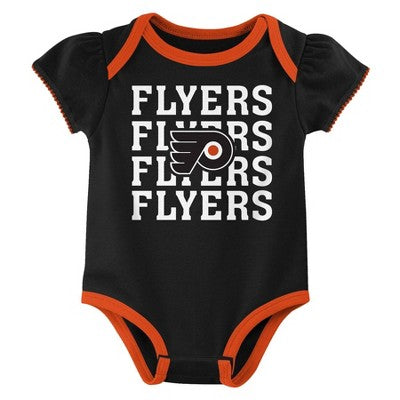 NHL Philadelphia Flyers Infant Girls' 3pk Bodysuits - 3-6M