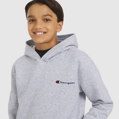Champion Kid's Fleece Pullover Hoodie - Heathered Gray L