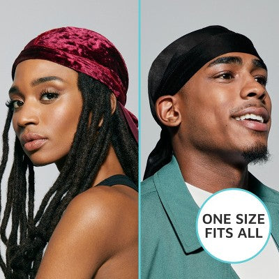 KISS Products Colors & Care Luxe Velvet Durag Compress-Rag - Black