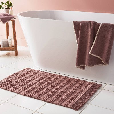 20"x30" Dotted Striped Bath Rug Mauve - Threshold