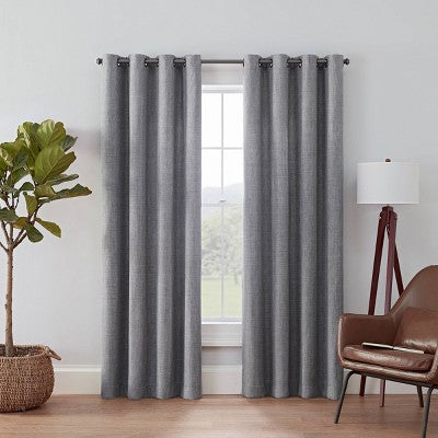 52"x84" Eclipse Blackout Rowland Window Curtain Panel Light Gray: Noise Reduction, Grommet Top, Indoor Use
