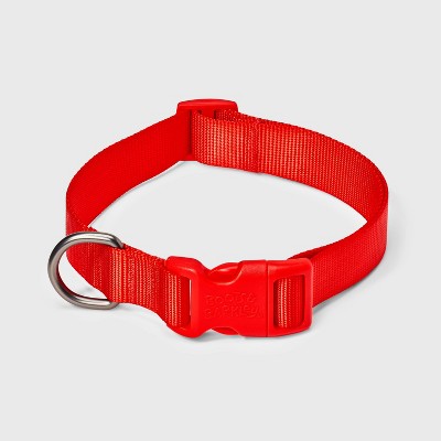 Basic Adjustable Dog Collar with Matching Buckle - M - Red - Boots & Barkley