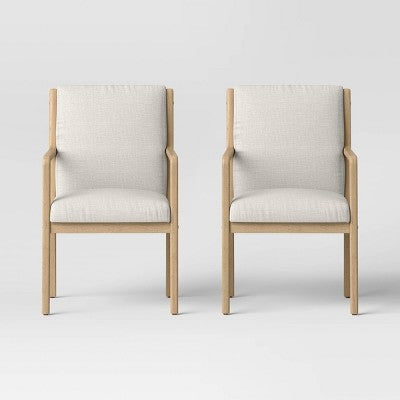 Esters Wood Arm Dining Chair Cream/Natural Wood - Threshold (LOCAL PICKUP ONLY)