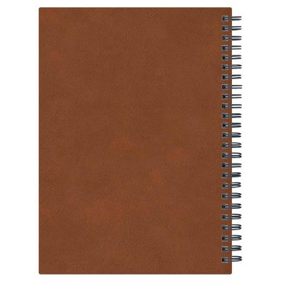 Lined Journal Safety Wirebound Non-Dated 5.75"x8.5" Tan - Blue Sky: Faux Leather Hard Cover, Narrow Ruled, 80 Pages, Adult Stationery