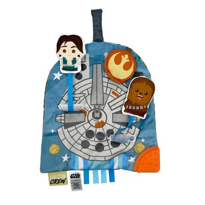 Star Wars Millennium Falcon/Ewok Crinkle Toy: Teether, Squeaks, Multiple Activities, Sensory Ribbons