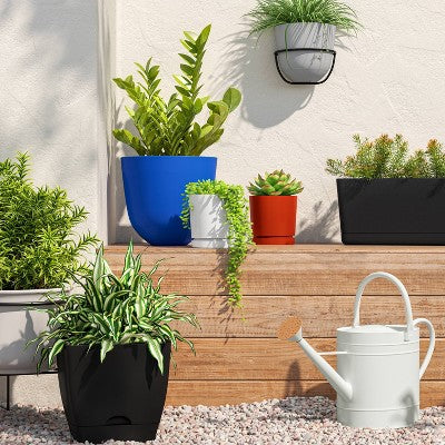 Square Self-Watering Plastic Indoor Outdoor Planter Pot Black 10"x10" - Room Essentials