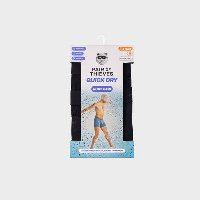 Pair of Thieves Men's Quick Dry Boxer Briefs 3pk - Black L