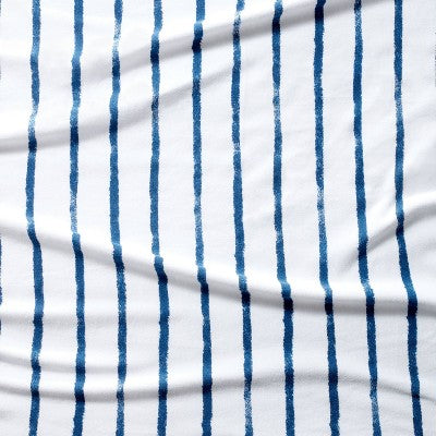 Polyester Rayon Fitted Crib Sheet - Navy Blue Vertical Stripe - Cloud Island