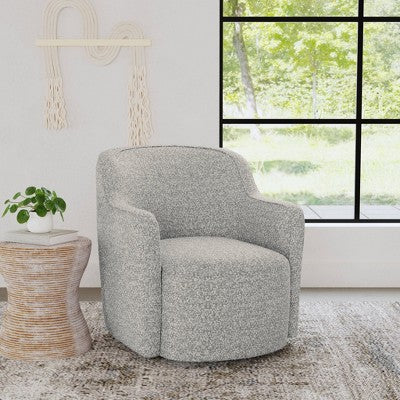 HomePop Upholstered Swivel Accent Chair White/Gray Boucle (LOCAL PICKUP ONLY)