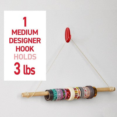 Command 4pk Damage-Free Hanging Medium Designer Hooks with 6 Adhesive Strips Chili Pepper