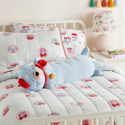 Cat Kids' Long Weighted Plush Throw Pillow Blue - Pillowfort (LOCAL PICKUP ONLY)