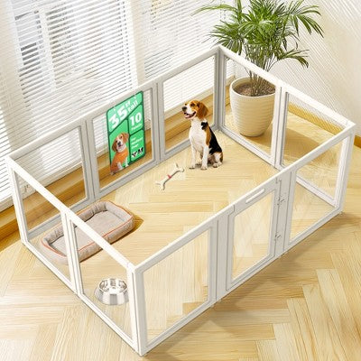 FXW AuraSpace Acrylic Indoor Dog Playpen for Medium Dogs, 35 Inch, 10 Panels, White (LOCAL PICKUP ONLY)
