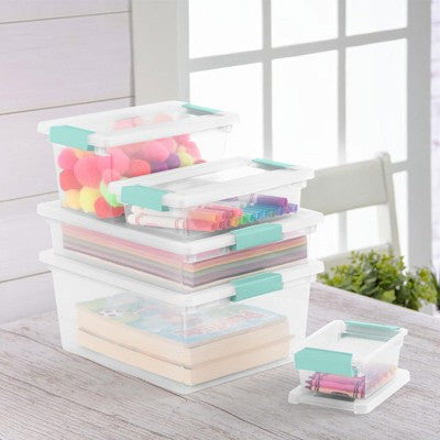 Small Clip Boxes with Latching Lids, Clear Stackable Storage Bins for Crafts, School, Office & Workshop Organization