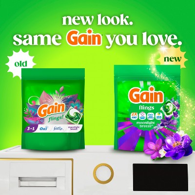 Gain Flings Moonlight Breeze Laundry Detergents - 31ct: Resealable Bag, Odor Control, Concentrated, Paraben-Free