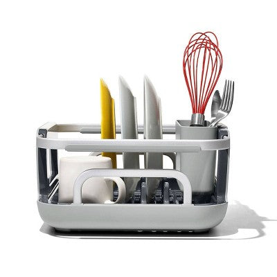 OXO Over The Sink Dish Rack: Aluminum Freestanding Dish Drainer & Sink Caddy, Hand Wash, Gray, 15"x11.5"x5.7"