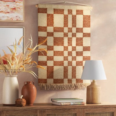 24" x 36" Hand Woven Jute/Polyester Wall Art with Wooden Dowel - Threshold: Boho-Chic, Textured Look, Easy to Hang (LOCAL PICKUP ONLY)
