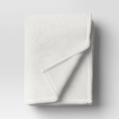 Solid Colored Plush Throw Blanket Ivory - Room Essentials