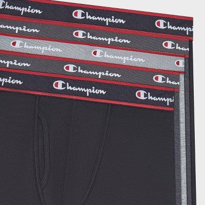 Champion Men's Iconic Essentials 5pk Wicking Boxer Briefs - Heathered Black/Gray S