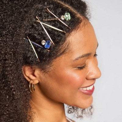 Kitsch-Mass Cloud & Gem Bobby Pins Set - Garden Bouquet - 8ct