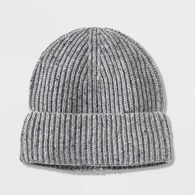 Men's Ribbed Plaited Beanie - Goodfellow & Co Light Gray