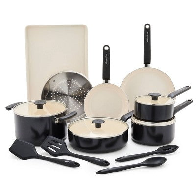 GreenPan Rio Advanced 16pc Ceramic Nonstick Cookware Set Black (LOCAL PICKUP ONLY)