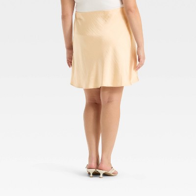 Women's Satin Mini A-Line Skirt - A New Day Cream XXL