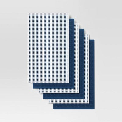 6pc Terry Kitchen Towels Dark Blue - Room Essentials: Cotton Gingham Check, Machine Wash, Dish & Cleaning Towels