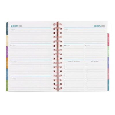 Erin Condren July 2025 - June 2026 Academic Planner A5 Colorblock Circles Coral