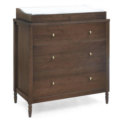 Delta Children Serena 3 Drawer Dresser with Changing Top - Teak Brown (LOCAL PICKUP ONLY)